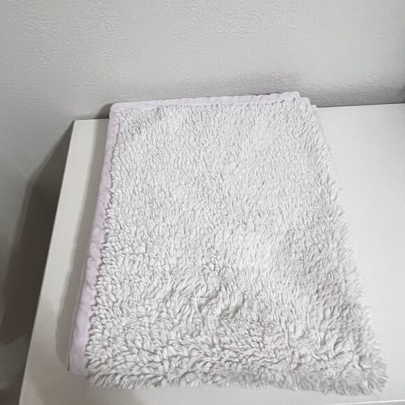 Pottery Barn Kids PBK Pink Velour White Sherpa Baby Blanket Lovey Lovie Blankie - Picture 14 of 15